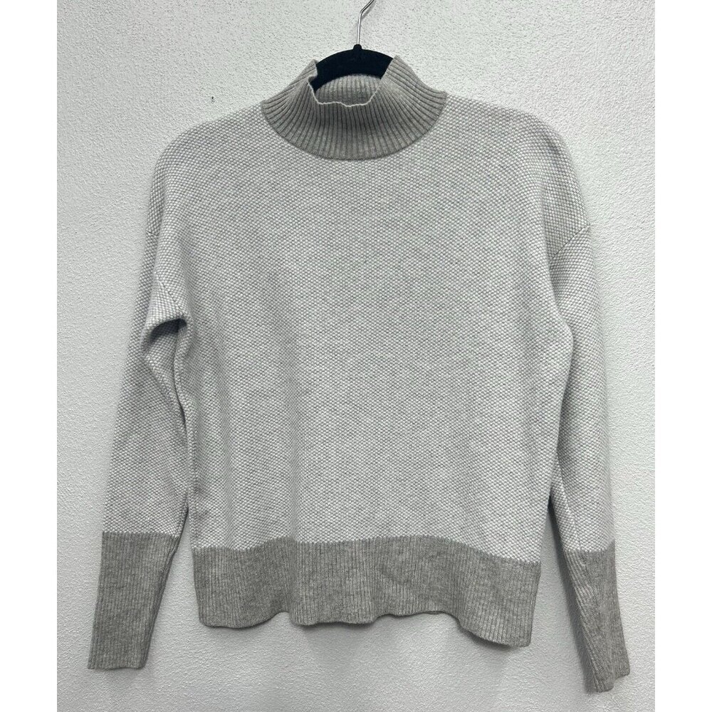 Rachel Zoe Women's Mock Neck Sweater Size XS Gray White Viscose Soft Stretchy